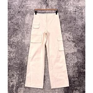 Aritzia Pants 0 Womens Wilfred Relaxed Fit Cargo Baggy Ivory Cream Twill Cotton